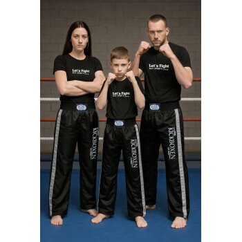 Stick Edition Kickboxhose schwarz / grau silber 160 (S)