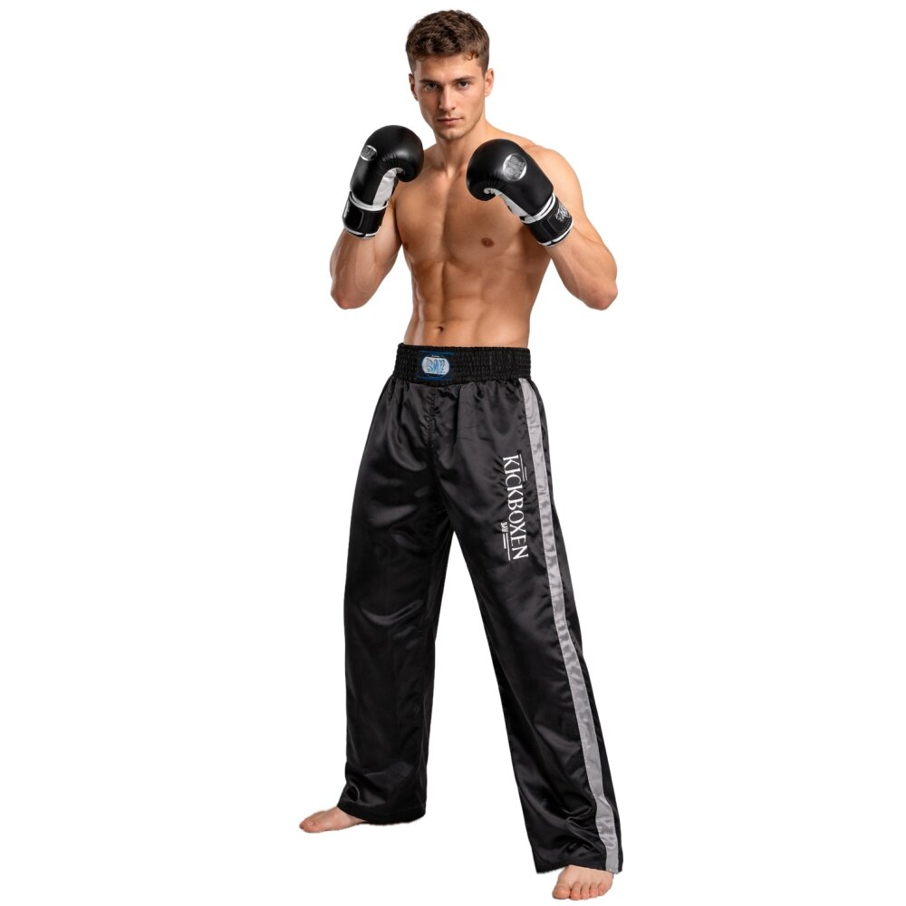 Stick Edition Kickboxhose schwarz / grau silber 160 (S)