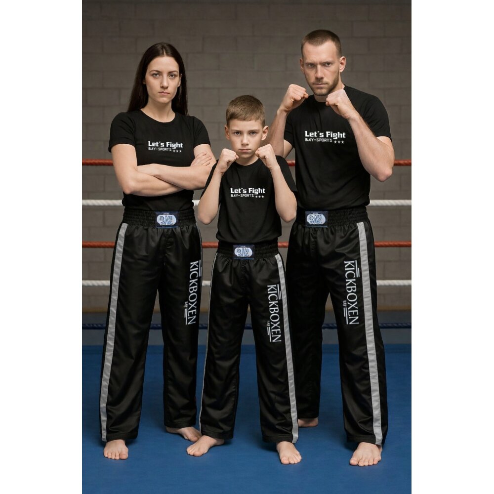 Stick Edition Kickboxhose schwarz / grau silber 160 (S)