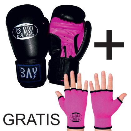 Future Boxhandschuhe + GRATIS Schlupfbandagen schwarz/pink  6 - 12 Unzen #1