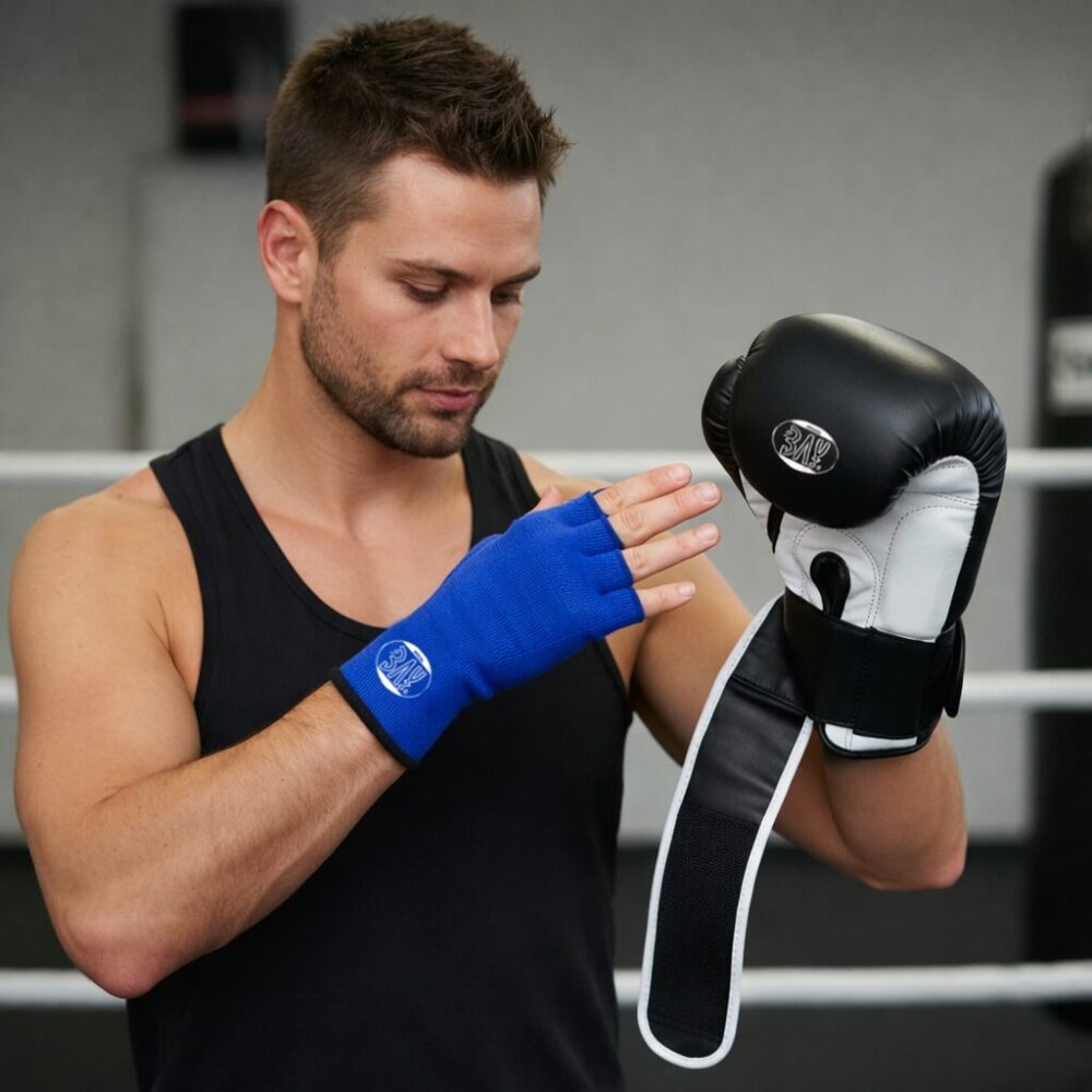 Innenhandschuhe Boxbandagen Handbandagen Boxen Kickboxen MMA blau M