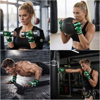 GRATIS ab einen Einkaufswert von 15 Euro - Innenhandschuhe Boxbandagen Camouflage grün Universalgröße Senior