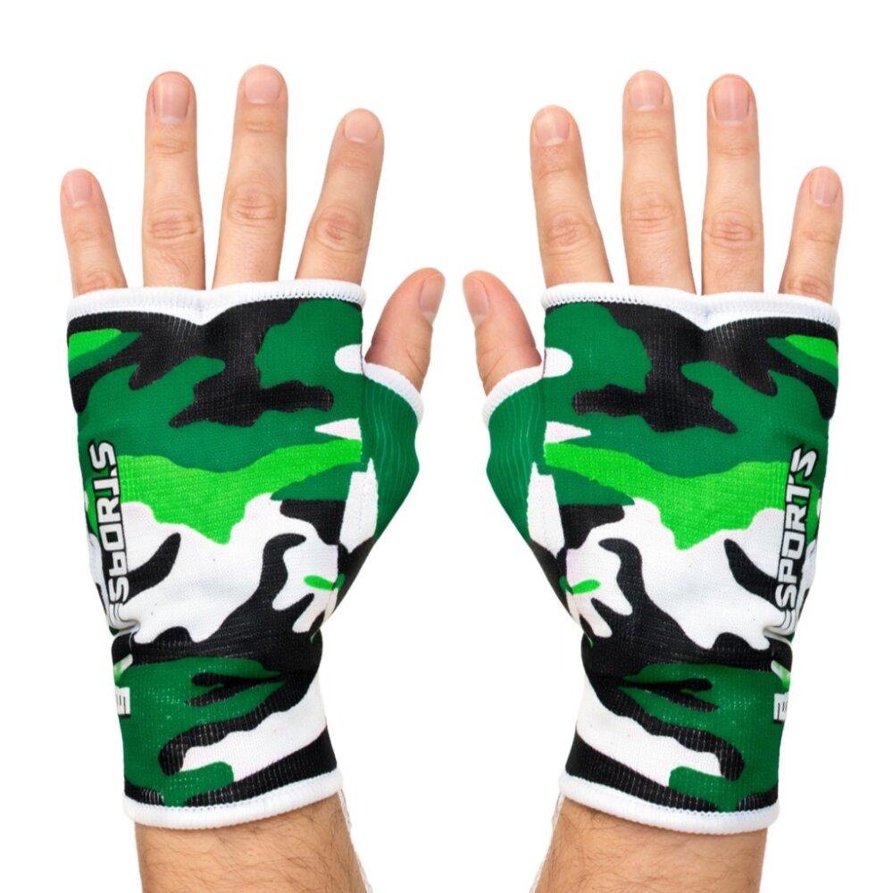GRATIS ab einen Einkaufswert von 15 Euro - Innenhandschuhe Boxbandagen Camouflage grün Universalgröße Senior