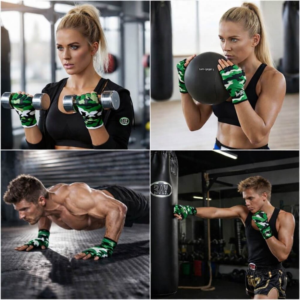 GRATIS ab einen Einkaufswert von 15 Euro - Innenhandschuhe Boxbandagen Camouflage grün Universalgröße Senior