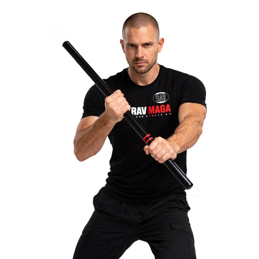 Krav Maga Selbstverteidigung Holzstock schwarz Eiche massiv 65 cm Schlagstock Langstock