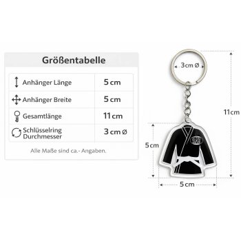 BAY Mini Karate Anzug Jacke schwarz Schlüsselanhänger Anhänger aus Acryl 2D