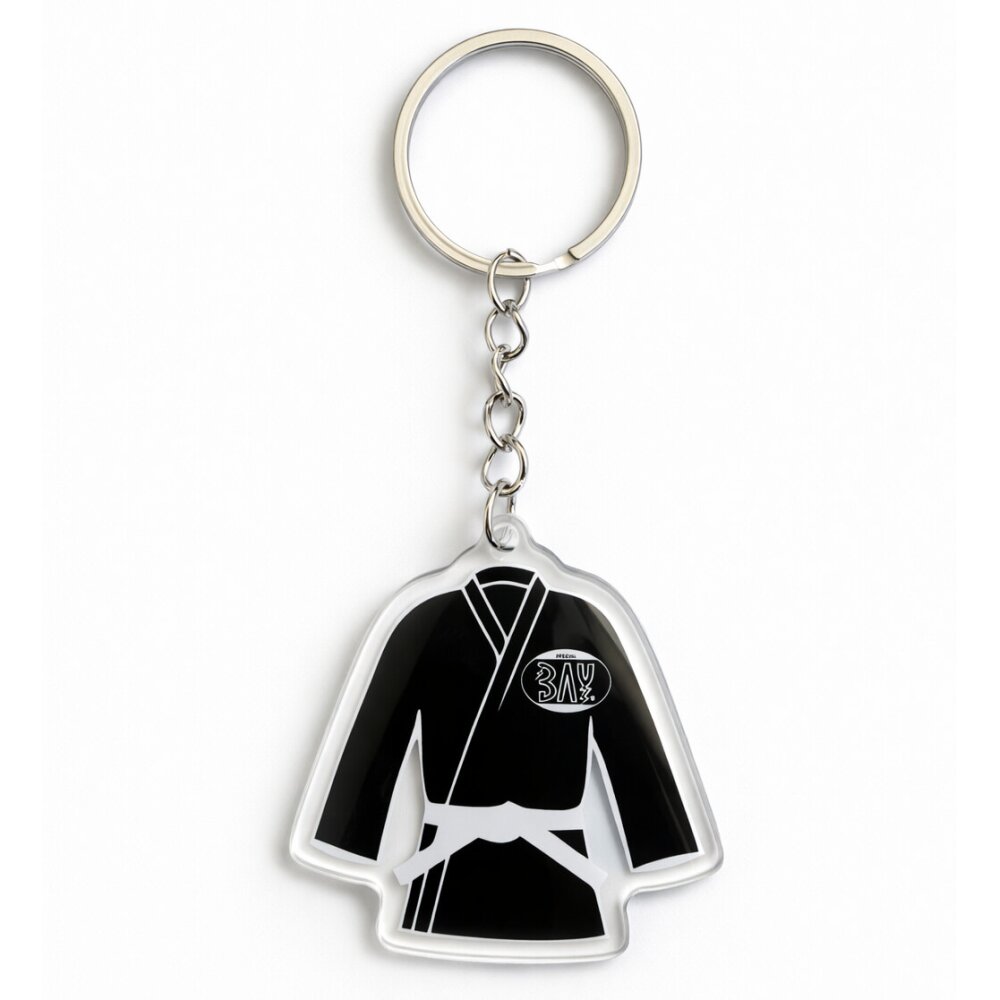BAY Mini Karate Anzug Jacke schwarz Schlüsselanhänger Anhänger aus Acryl 2D