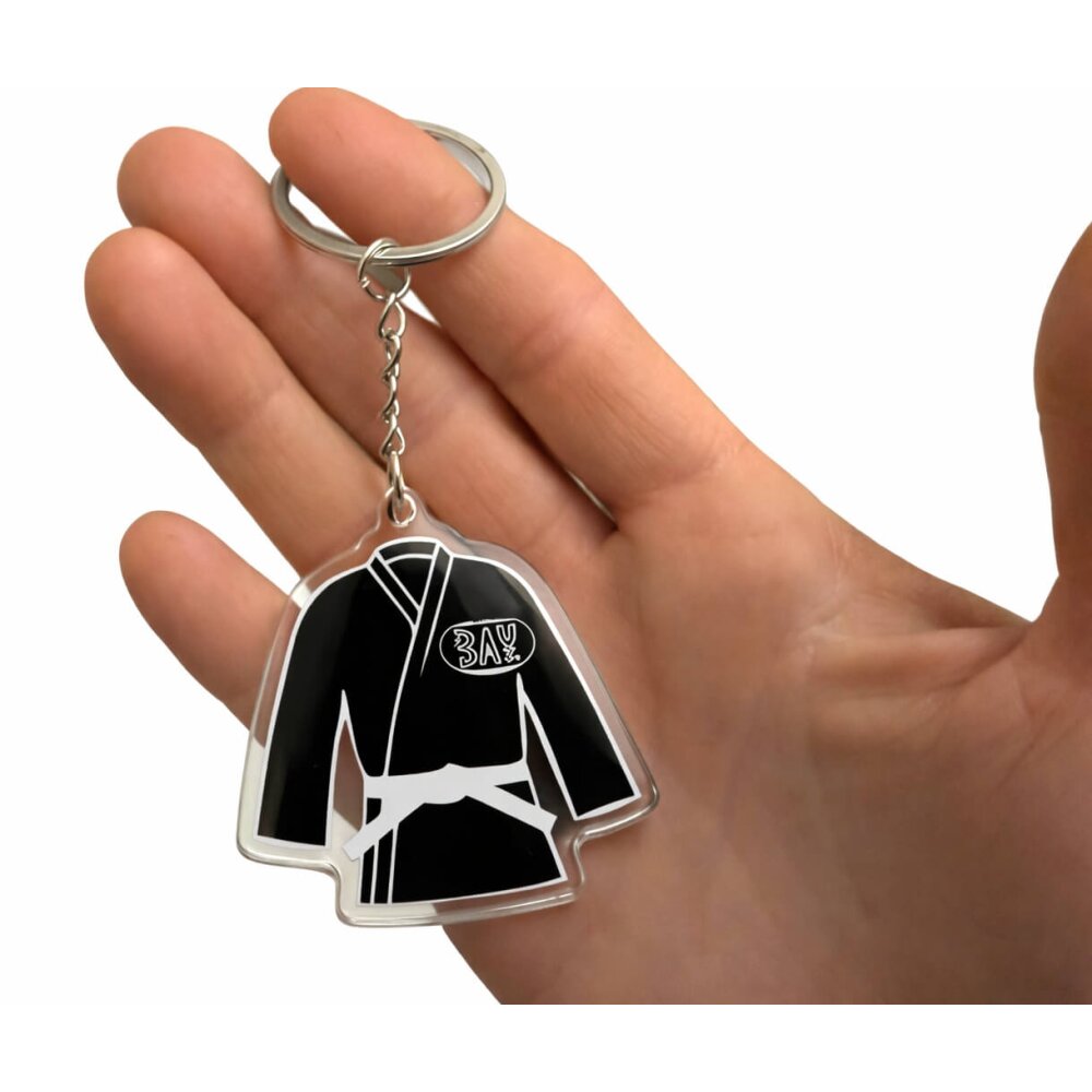 BAY Mini Karate Anzug Jacke schwarz Schlüsselanhänger Anhänger aus Acryl