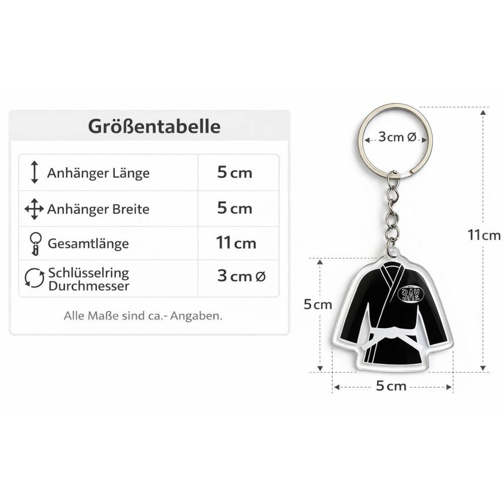 BAY Mini Karate Anzug Jacke schwarz Schlüsselanhänger Anhänger aus Acryl