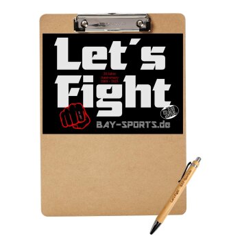 Set Klemmbrett + Holz Kugelschreiber - Let´s Fight...