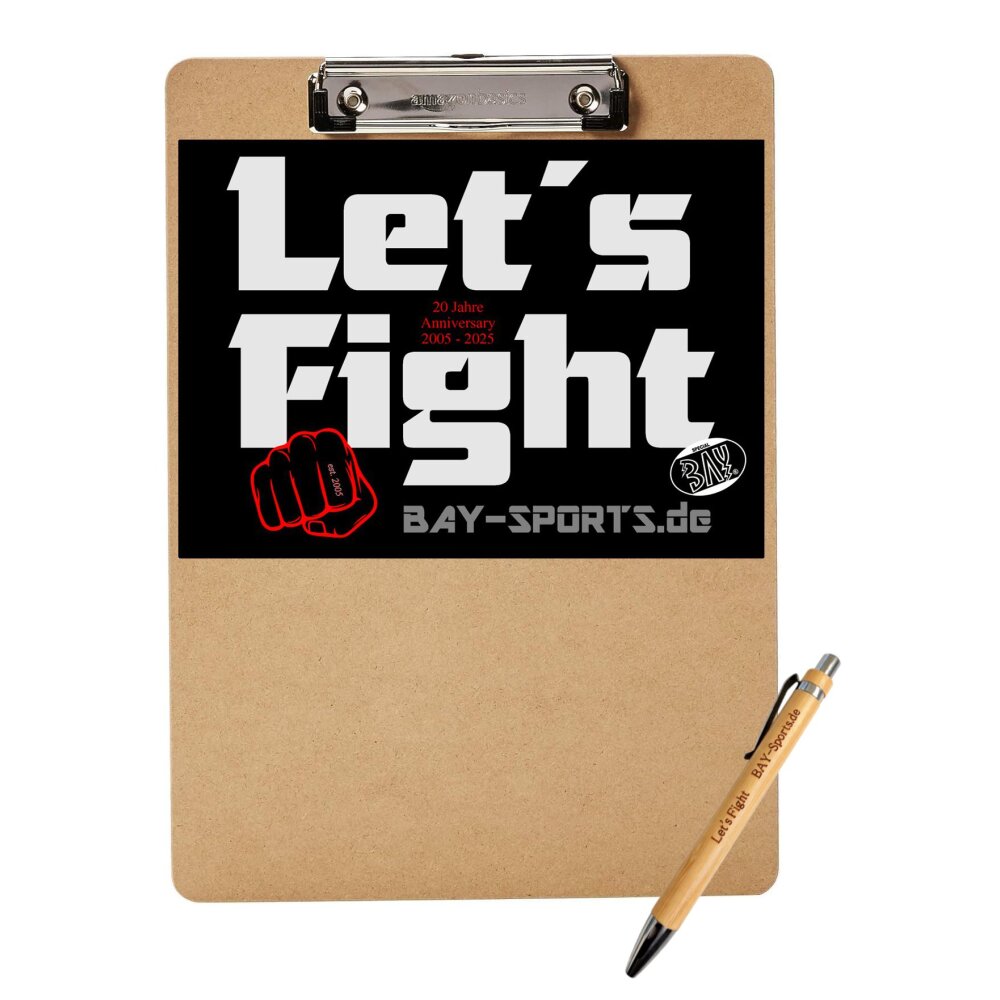 Set Klemmbrett + Holz Kugelschreiber - Let´s Fight Aufkleber A4