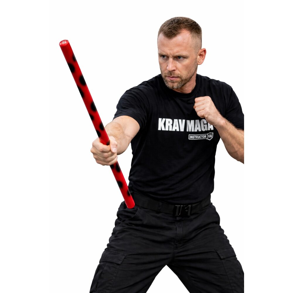Trainingsstock Krav Maga Selbstverteidugung Rattan lackiert rot/schwarz 65 cm