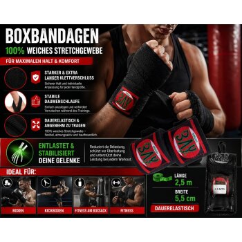 20 Jahre Jubel Angebot - Pro Edition 2,5 m Boxbandagen elastisch schwarz