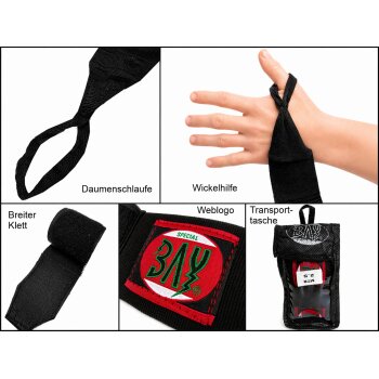 Spar Set 10 + 1 Gratis - Pro Edition 2,5 m Boxbandagen elastisch schwarz