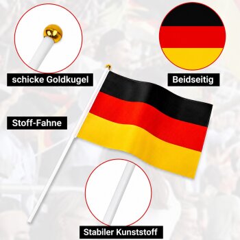 10x Spar Set Mini Deutschland Fahne 30 cm, Flagge BRD Handfahne