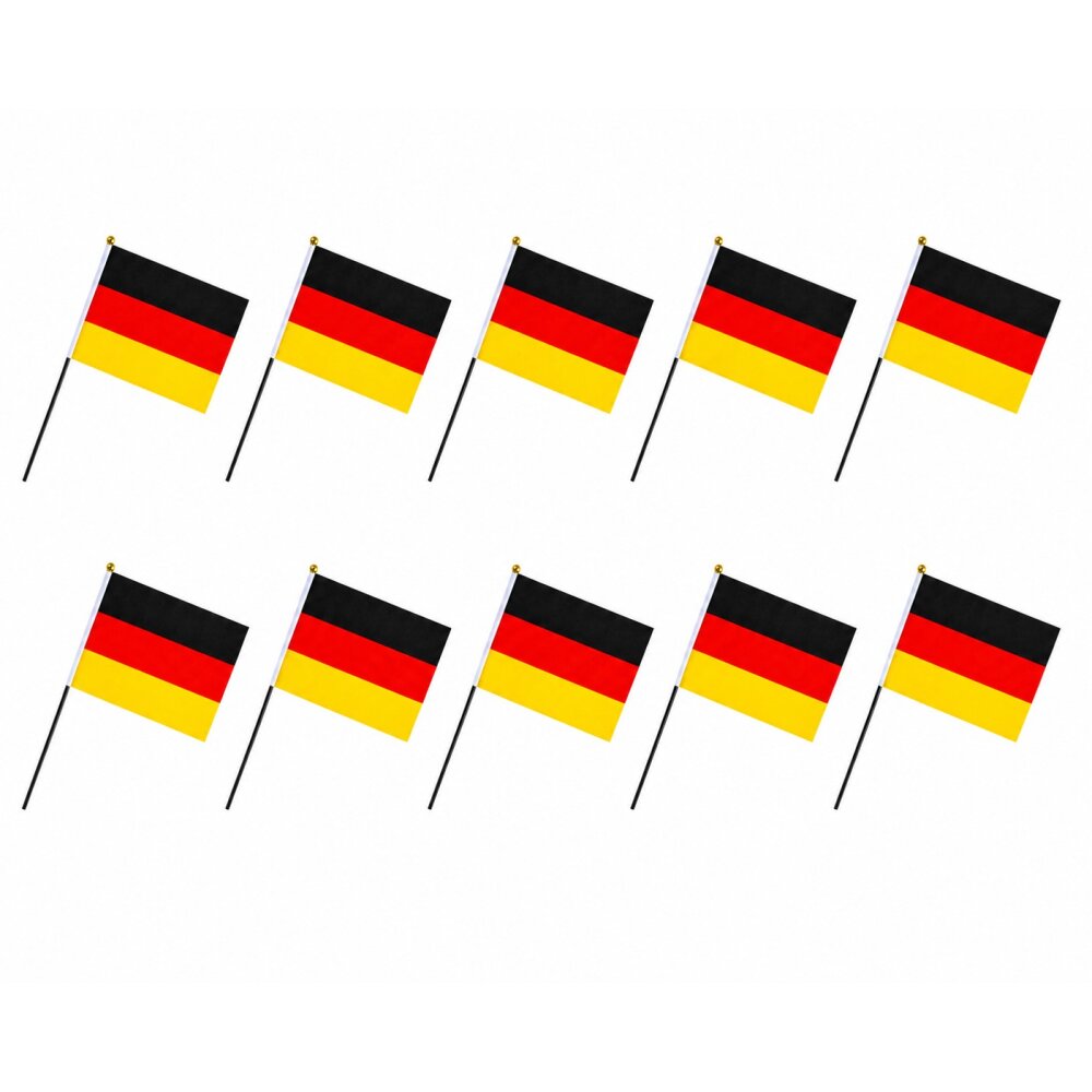 10x Spar Set Mini Deutschland Fahne 30 cm, Flagge BRD Handfahne
