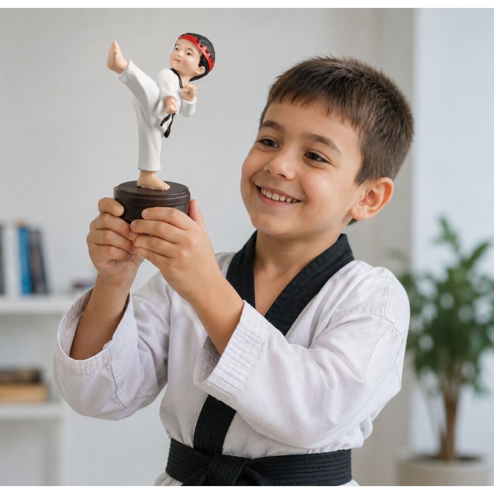 Master Kim Taekwondo Budo Figur mit Taekwondoanzug