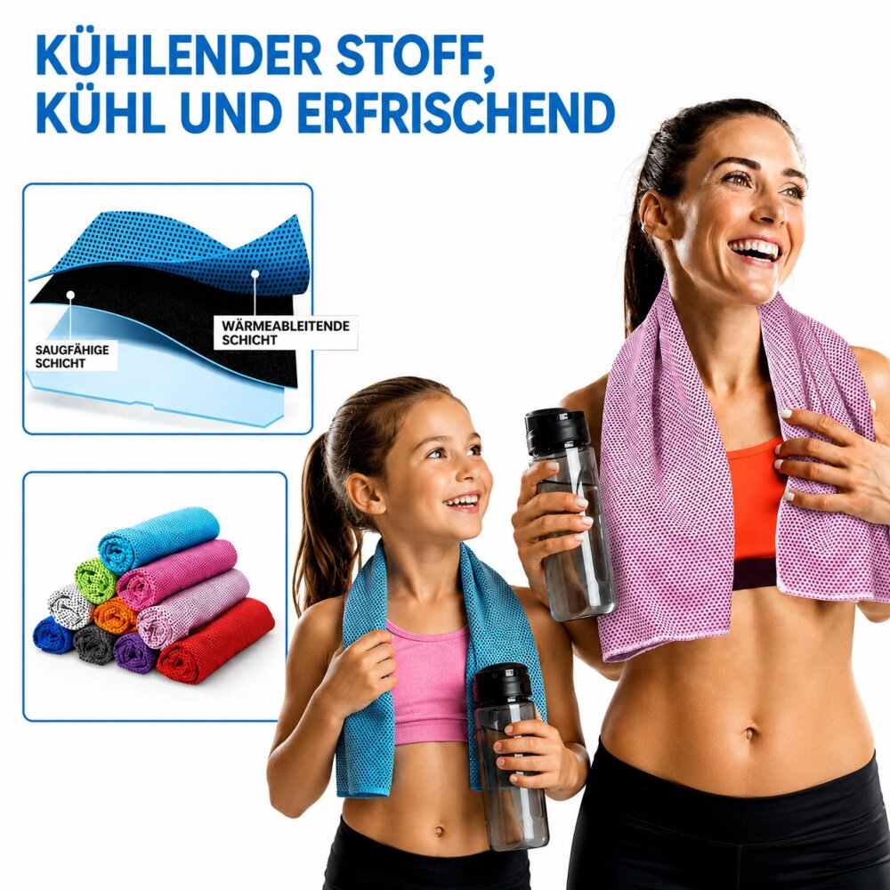Kühlhandtuch - Cooling Towel Eistuch -  Kühlt automatisch durch schütteln
