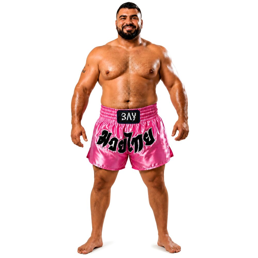 20 Jahre Jubel Rabatt - Big Size Remy Thaiboxhose pink rosa mit Schrift  L - XXL