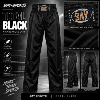 Total Black Kampfsporthose schwarz 6XS - XXL Kinder Erwachsene