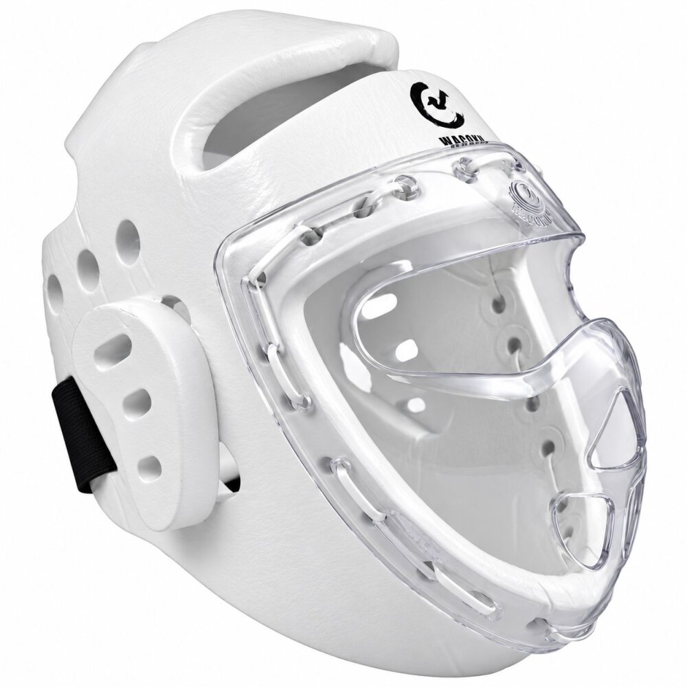 Wacoku Kopfschutz weiß Schaumstoff mit Plexiglas Maske WTF