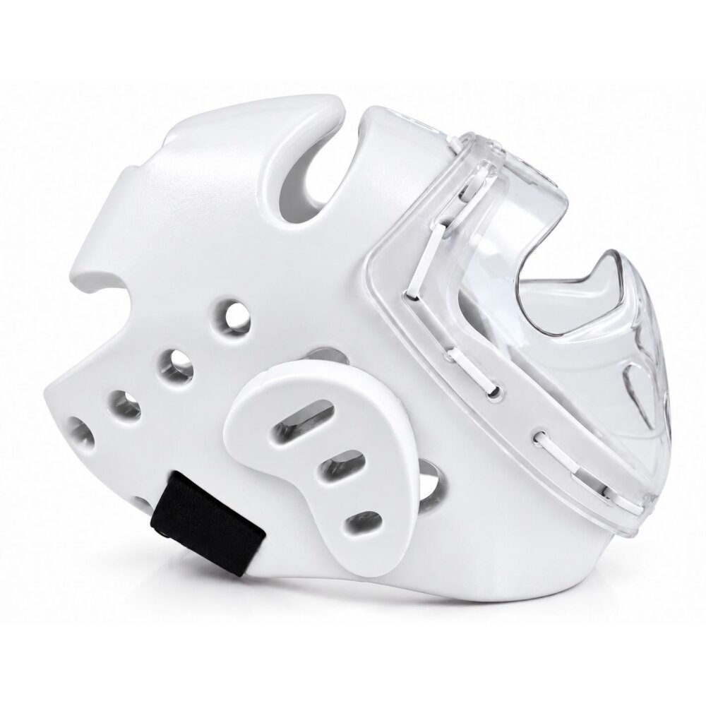 Wacoku Kopfschutz weiß Schaumstoff mit Plexiglas Maske WTF