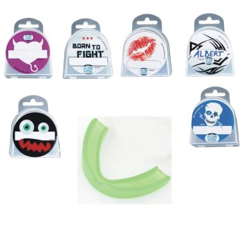 Zahnschutz Fun Set Motiv Dose mit NAMENSFREIFELD - Kinder Monster türkis