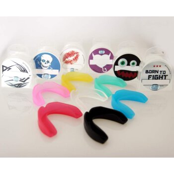 Zahnschutz Fun Set Motiv Dose mit NAMENSFREIFELD - Kinder Totenkopf transparent