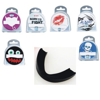 Zahnschutz Fun Set Motiv Dose mit NAMENSFREIFELD - Kinder Born to Fight schwarz