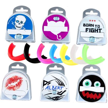 Zahnschutz Fun Set Motiv Dose mit NAMENSFREIFELD - Kinder Tribal transparent