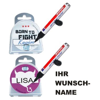 Zahnschutz Fun Set Motiv Dose mit NAMENSFREIFELD - Kinder Tribal transparent
