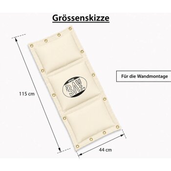 3-Kammern Wand-Schlagpolster 115x44 Ungefüllt cremeweiß