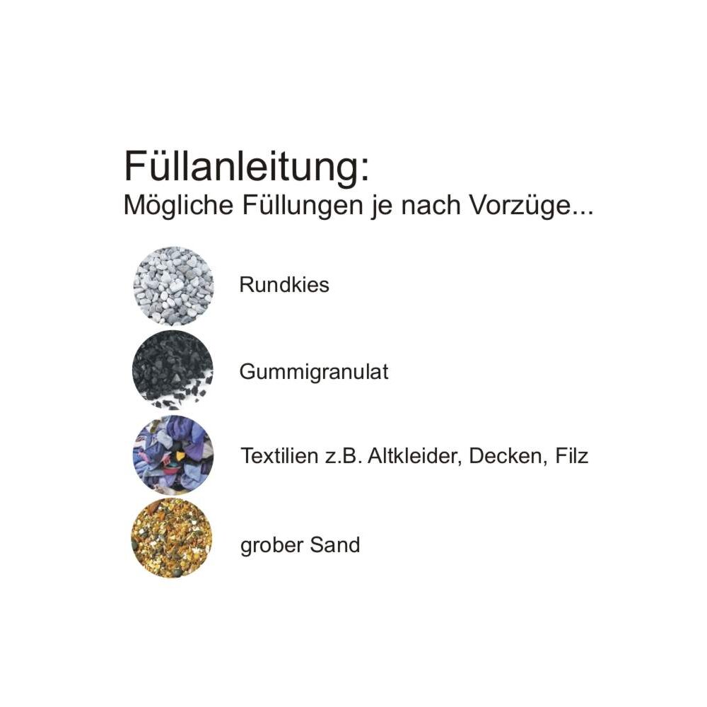 3-Kammern Wand-Schlagpolster 115x44 schwarz wei&szlig; pink Ungef&uuml;llt wei&szlig; natur