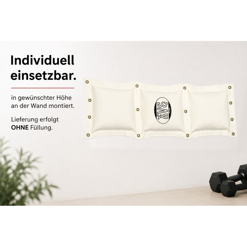 3-Kammern Wand-Schlagpolster 115x44 Ungefüllt cremeweiß