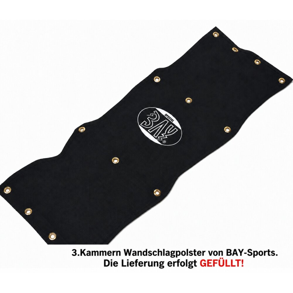 3-Kammern Wand-Schlagpolster 115x44 fertig gefüllt schwarz
