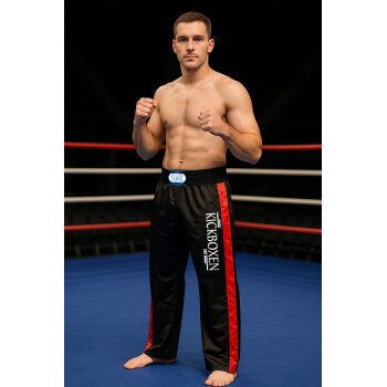 Stick Kickboxhose schwarz/rot  6XS - XXL Kinder und Erwachsene