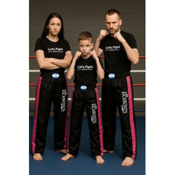 Stick Kickboxhose schwarz/pink  4XS - XXL Kinder Erwachsene