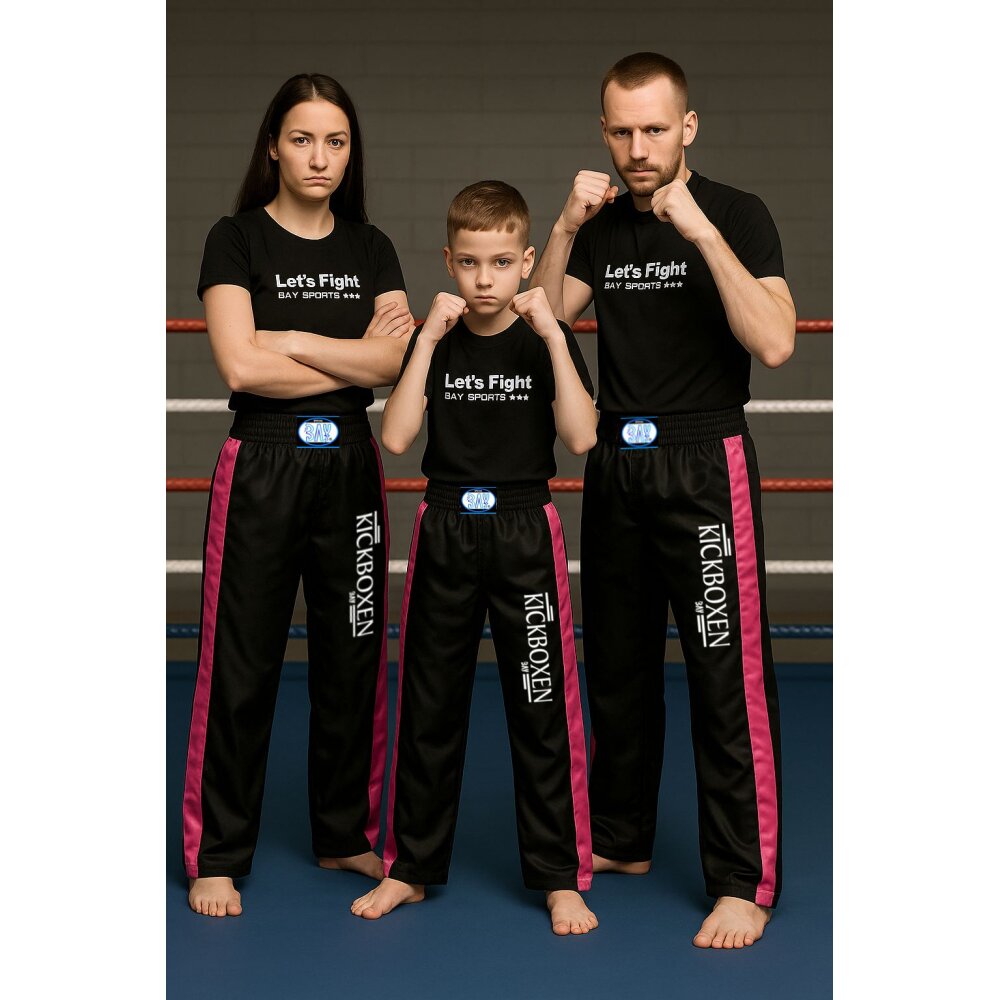 Stick Kickboxhose schwarz/pink  4XS - XXL Kinder Erwachsene