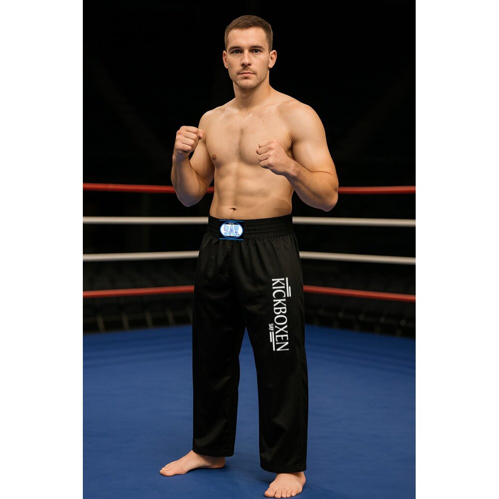 Stick Kickboxhose komplett schwarz 6XS - XXL Kinder Erwachsene