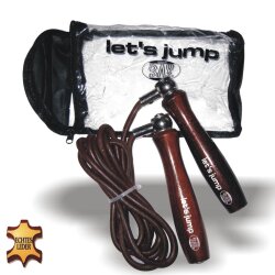 Let&acute;s Jump 305 Leder Springseil mit Cordura Bag und Holz Gewichtsgriffen