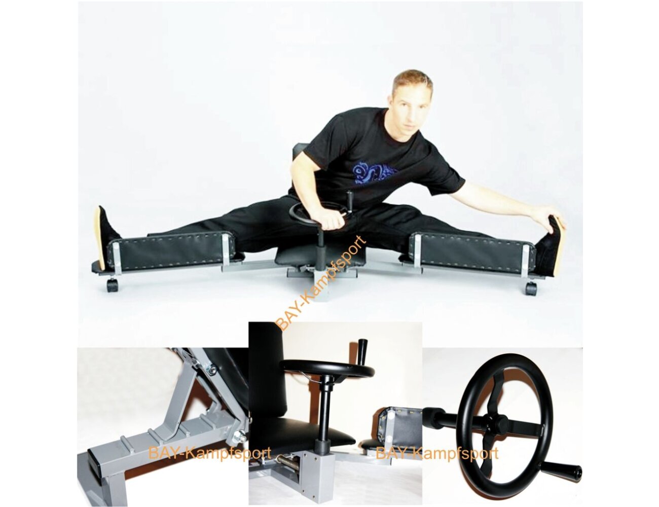 DerShogun Beinspreizer aus Stahl gepolsterte Fußauflage Spagat Trainer B-Ware 