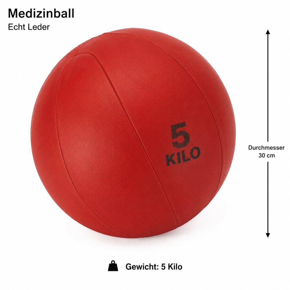 Medizinball Echt Leder rot 5 kg