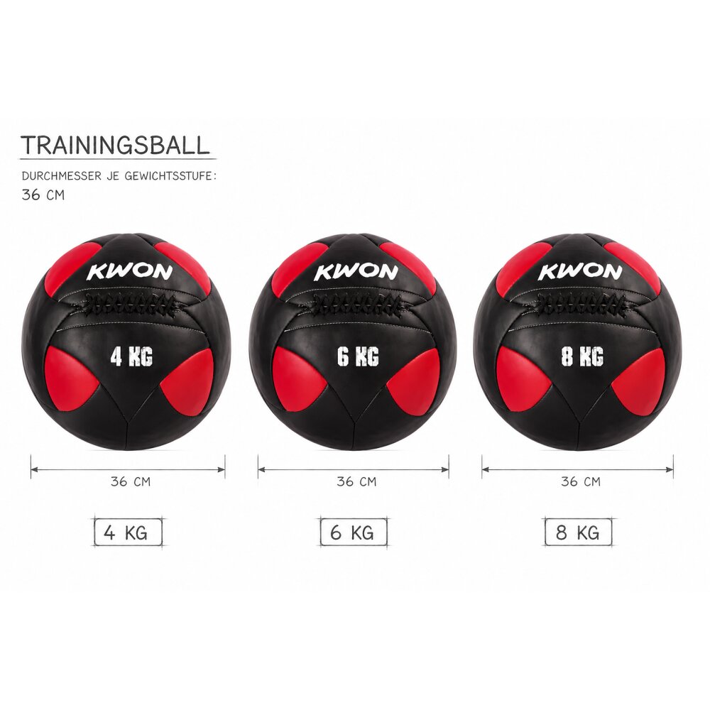 Trainingsball Medizinball 4 - 8 kg schwarz/rot