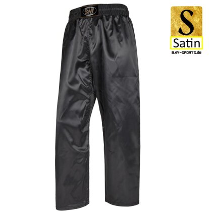 Uni Satin Kickboxhose schwarz 130
