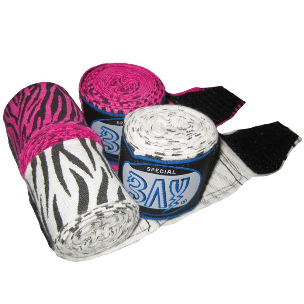 Zebra Fun Boxbandagen 2,5 m schwarz/wei&szlig; oder schwarz/pink