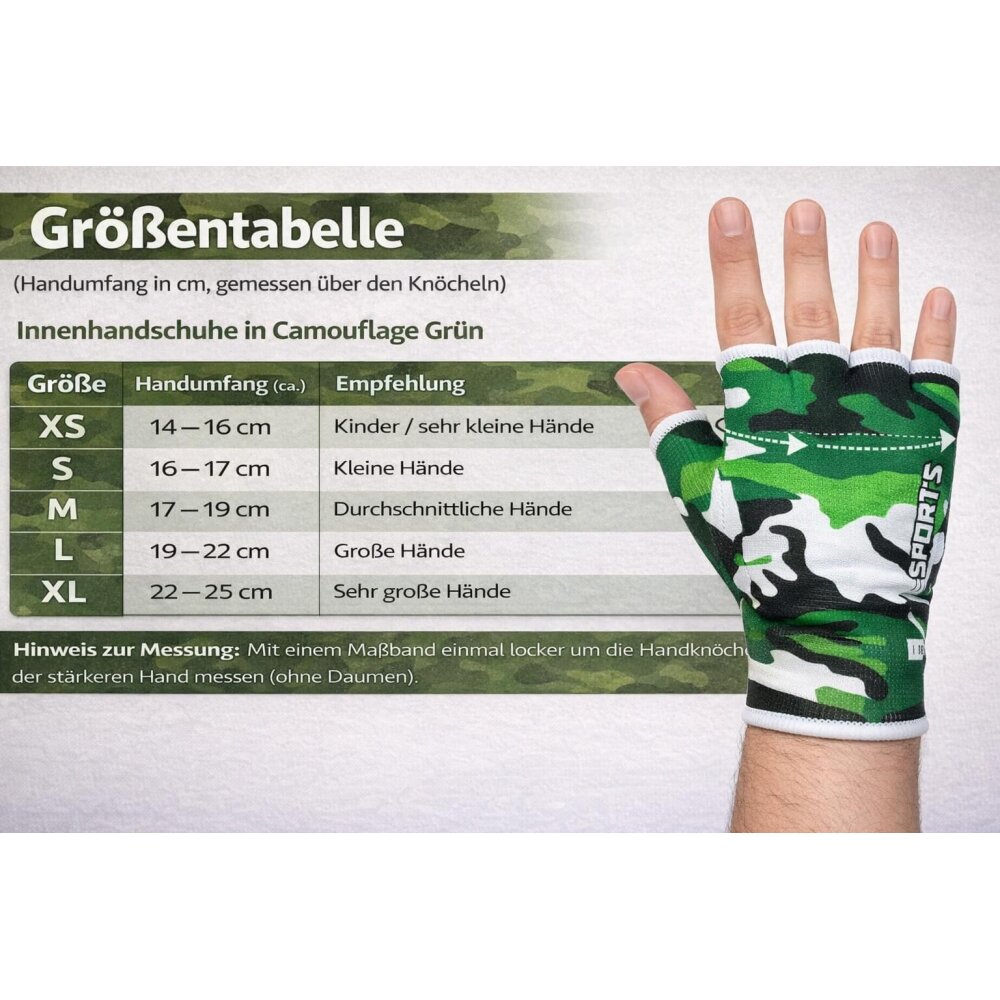 20 Jahre Jubel Angebot - Camouflage Schlupfbandagen XS - XL Farben grün/schwarz L