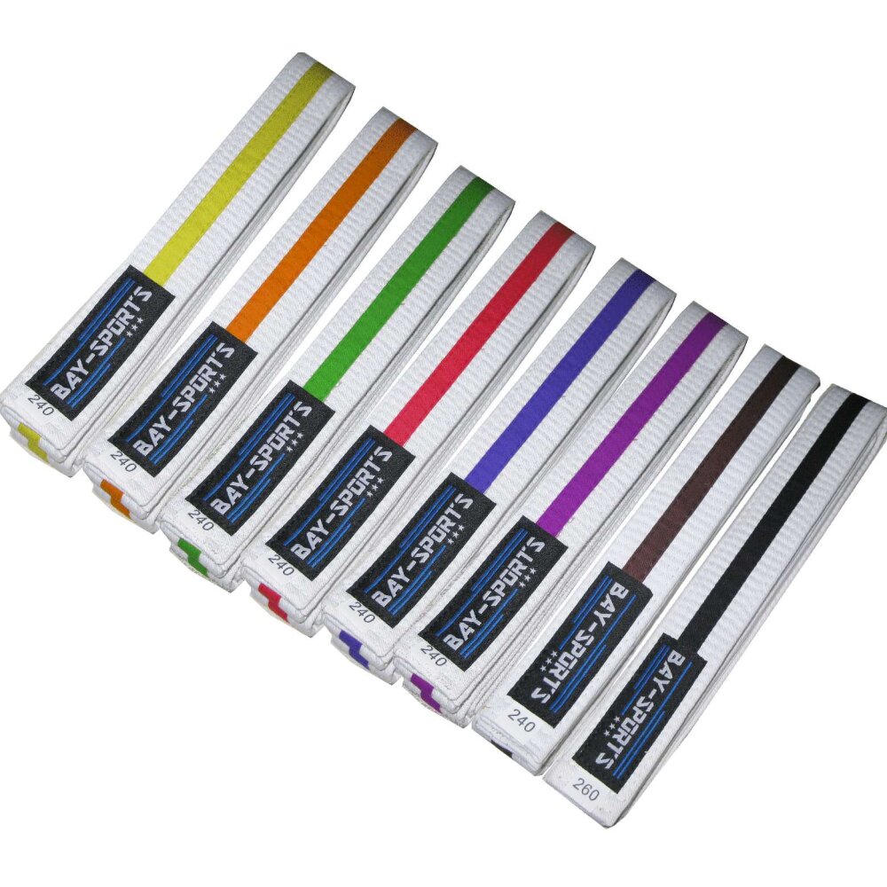 3-farbige Budogürtel weiß/gelb/weiß 320