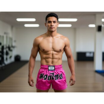 ANGEBOT des Monats - Remy Thaiboxhose pink rosa mit Schrift XS