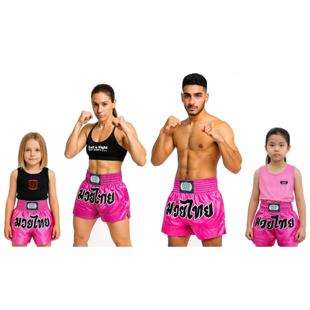 ANGEBOT des Monats - Remy Thaiboxhose pink rosa mit Schrift L