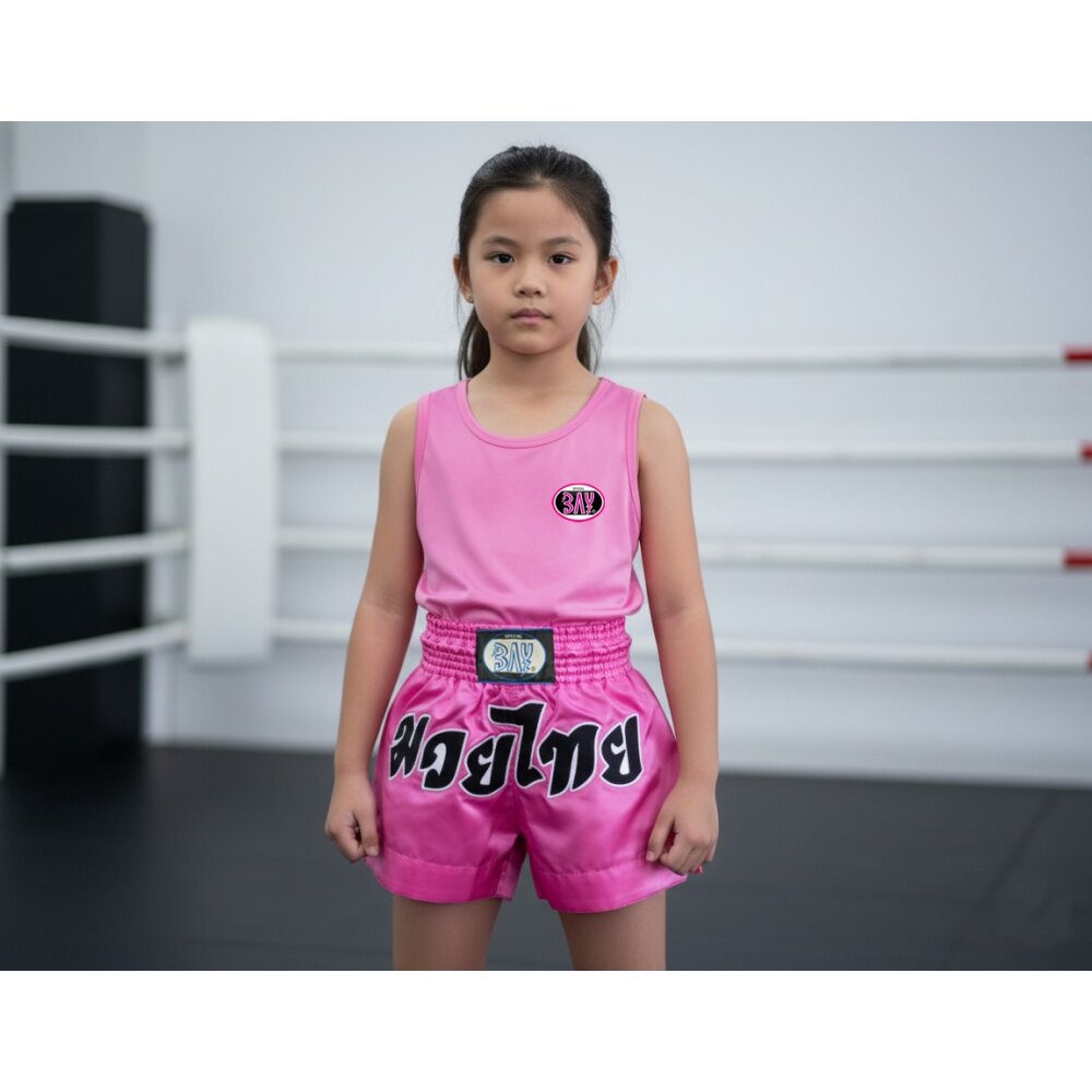 ANGEBOT des Monats - Remy Thaiboxhose pink rosa mit Schrift XL